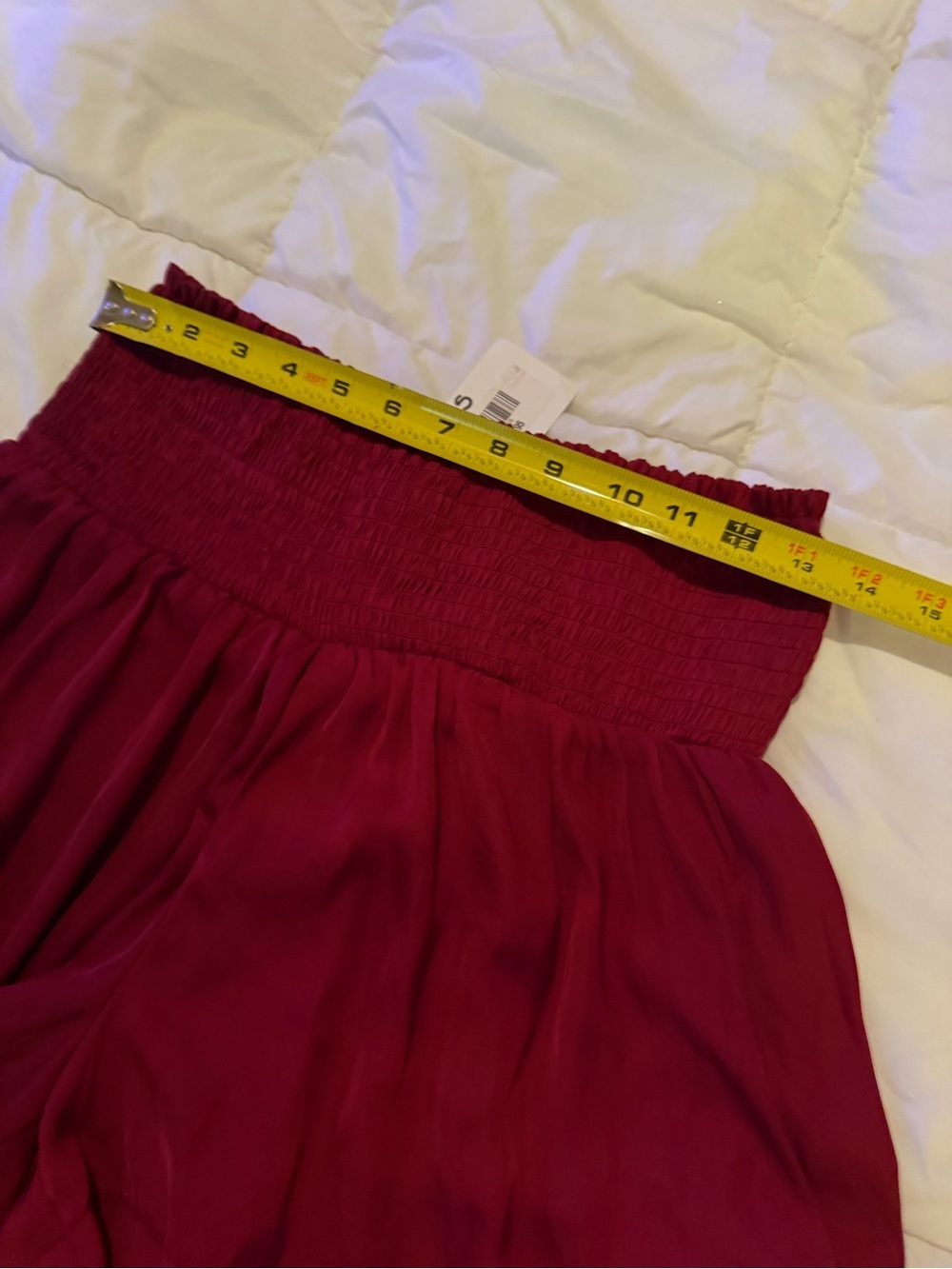 TCEC Smocked High-Waist Wine Red Flowy Women’s Shorts - Picture 4 of 7